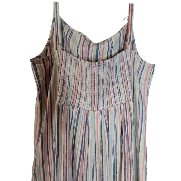 Old Navy dress maxi XXL cami slip style multicolor stripes linen blend vacation - Picture 3 of 4